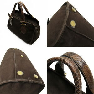 Gucci Handbag Python Suede Leather Brown